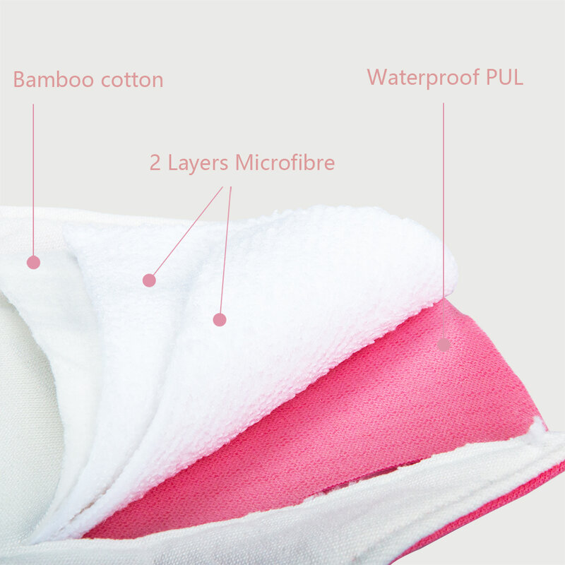 Aio-女性用の再利用可能な衛生パッド,綿,竹,1ピース,18x25cm,生理用ナプキン