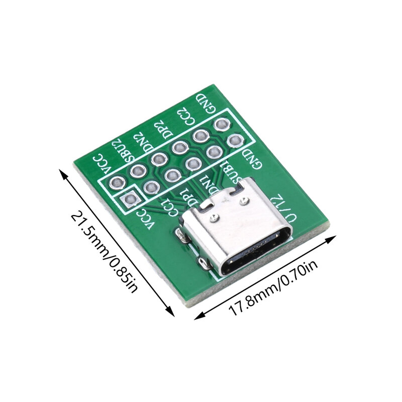 TYPE-C Female Test Board USB3.1 16P para 2.54 Alta Corrente de Alimentação Adaptador Placa Módulo para Arduino DIP Feminino Assento B-tipo Adaptador