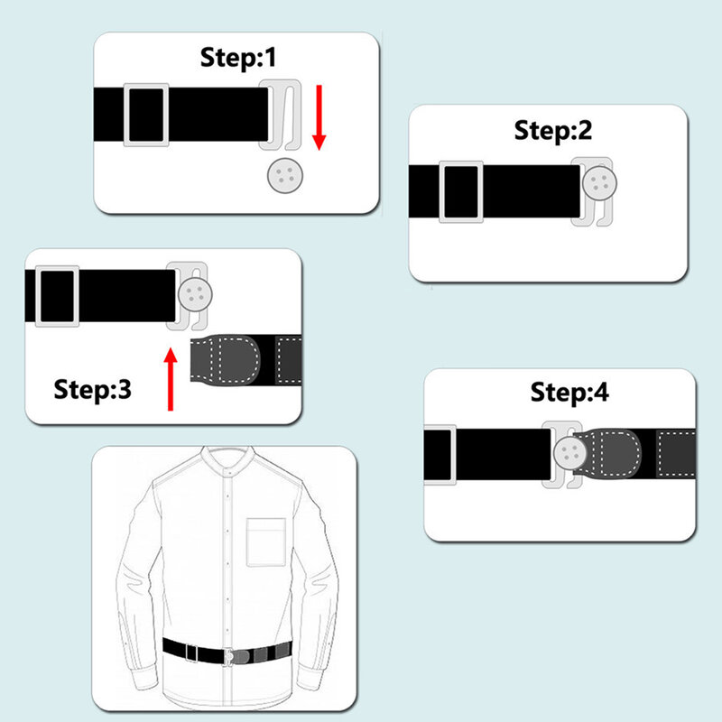 Camisas de agarre más fuerte para hombres, cinturón oculto ajustable, aspecto limpio para vestido de trabajo