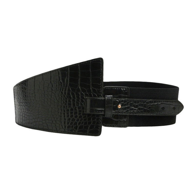 Cinturón ancho de lujo para mujer, hebilla elástica Vintage de cuero, hebilla ancha de Pin salvaje, cinturón de sello de cintura para mujer