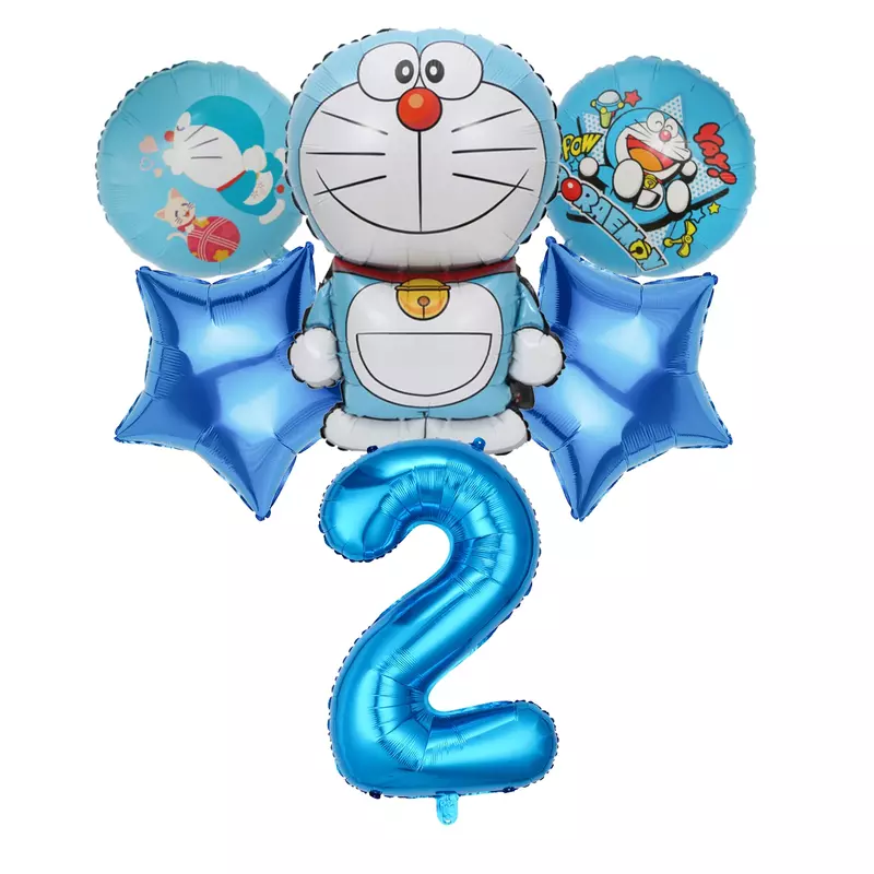 مجموعة بالونات ديكورية Doraemons ، رقائق الألومنيوم ، بالونات أرقام ، ديكور حفلة عيد ميلاد طفل ، هدية الدعائم الفوتوغرافية