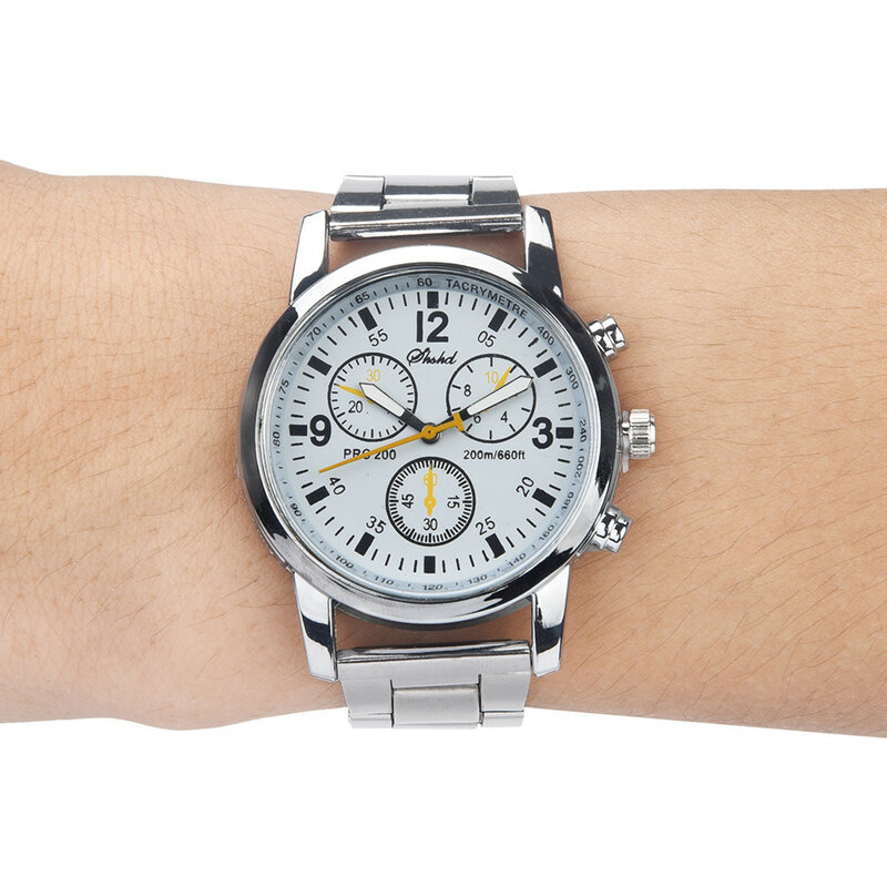 2024 lässige Herren uhren Luxus Silber Edelstahl Quarz Armbanduhr Männer Business Uhr männliche Chronograph Uhr reloj hombre