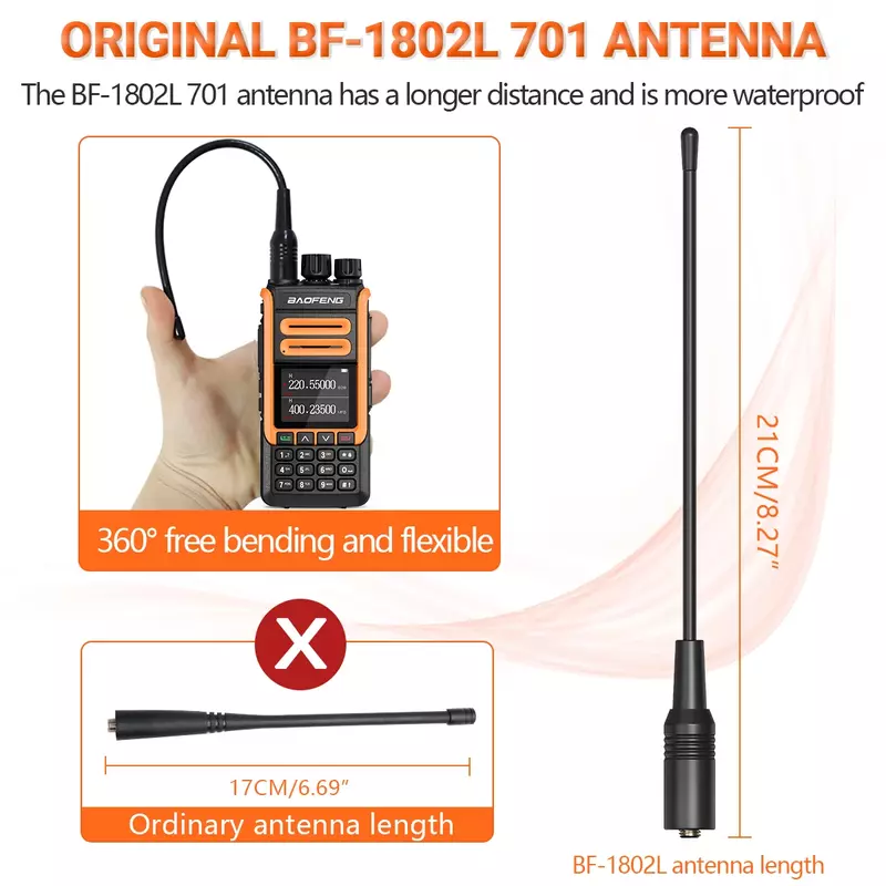 BAOFENG-walkie-talkie BF-1802L de largo alcance, potente, con copia de frecuencia inalámbrica, Radio bidireccional, no AA, meteorológica