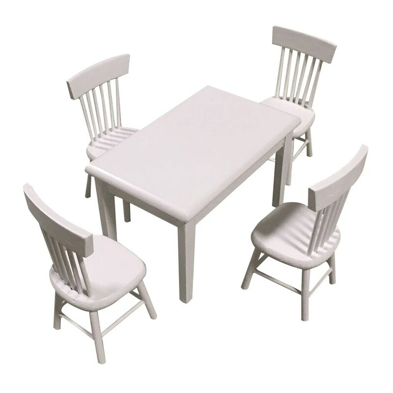 دمية مصغرة مجموعة الأثاث ، طاولة طعام خشبية ، 4 كراسي ، ملحق غرفة المعيشة ، 1 ، 12 ، 5 قطعة