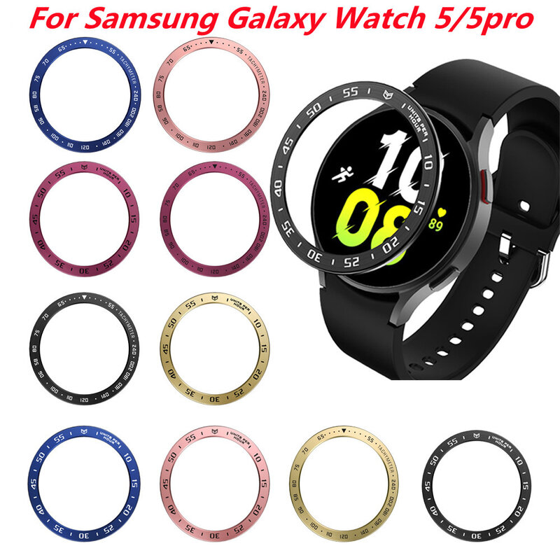 Metall Lünette Für Samsung Galaxy Uhr 5/5pro 40mm 44mm Smartwatch Abdeckung Sport Klebstoff Fall Stoßstange Ring uhr Zubehör