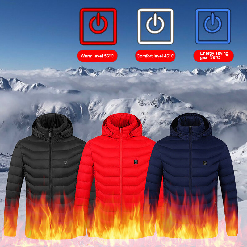 Куртка с подогревом 8 областей, мужские и женские зимние уличные теплые куртки с электроподогревом и USB, термопальто унисекс, жилет с подогревом