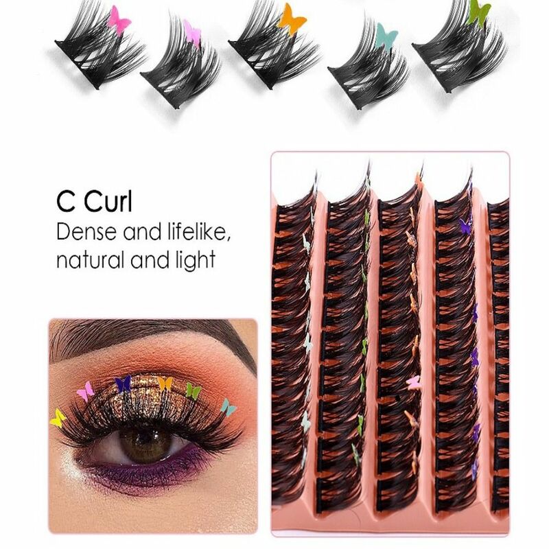 Color Sequins Butterfly False Eyelashes Eyelash Extension Eye Makeup Tools Decoration Lash Natural Synthetic Black Stem