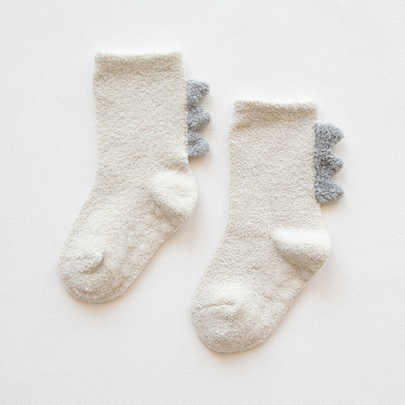 Hot Baby Socks 0-3 Years Old Baby Socks Non-Slip Floor  Coral Velvet Thickened Dinosaur Children