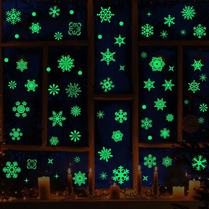 50 قطعة مضيئة ندفة الثلج ملصقات الحائط توهج في الظلام مائي للأطفال غرف الطفل غرفة نوم عيد الميلاد ديكور المنزل نافيداد 2022