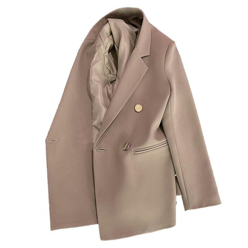 여성용 단색 심플 더블 브레스트 아웃웨어, 한국 올매치 긴팔, 오피스 세트 재킷, 가을 겨울 신상