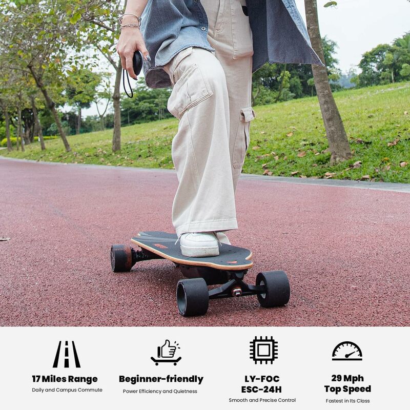 Электрический скейтборд MEEPO V5 с дистанционным управлением, верхняя скорость 29 миль/ч, плавное торможение, удобная ручка для переноски, подходит для взрослых