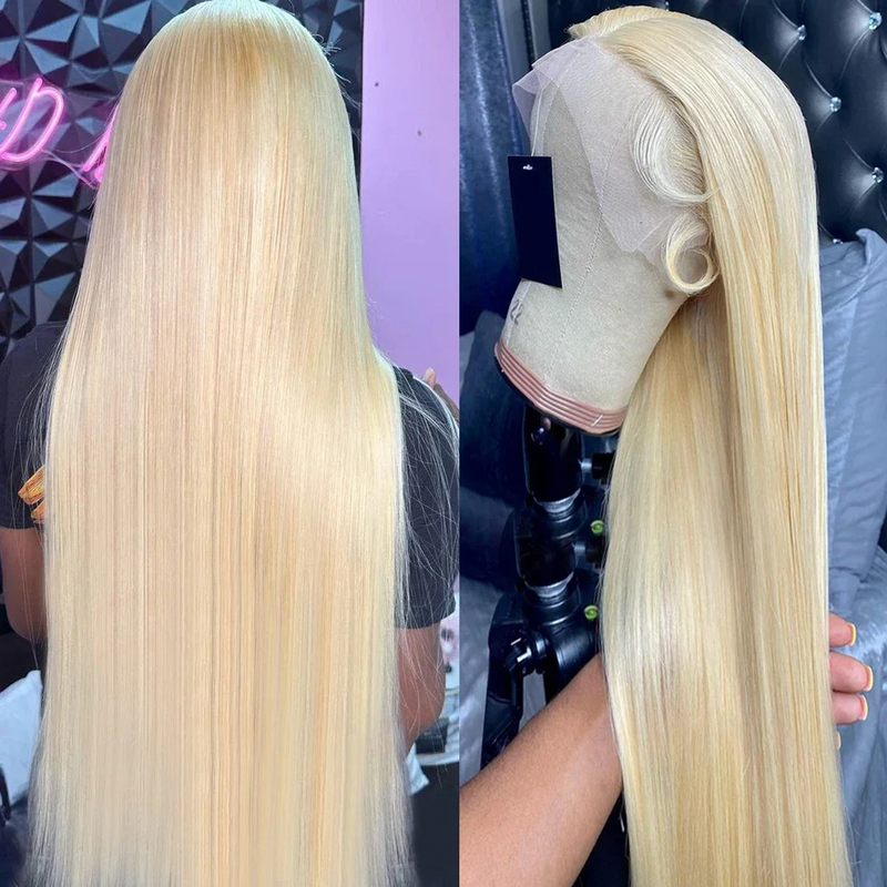 613 Blond Lace Frontal Wig Human Hair Straight 180% Density 13x6 HD Transparent Lace Front Wigs Lace Frontal Wig For Women 13x4