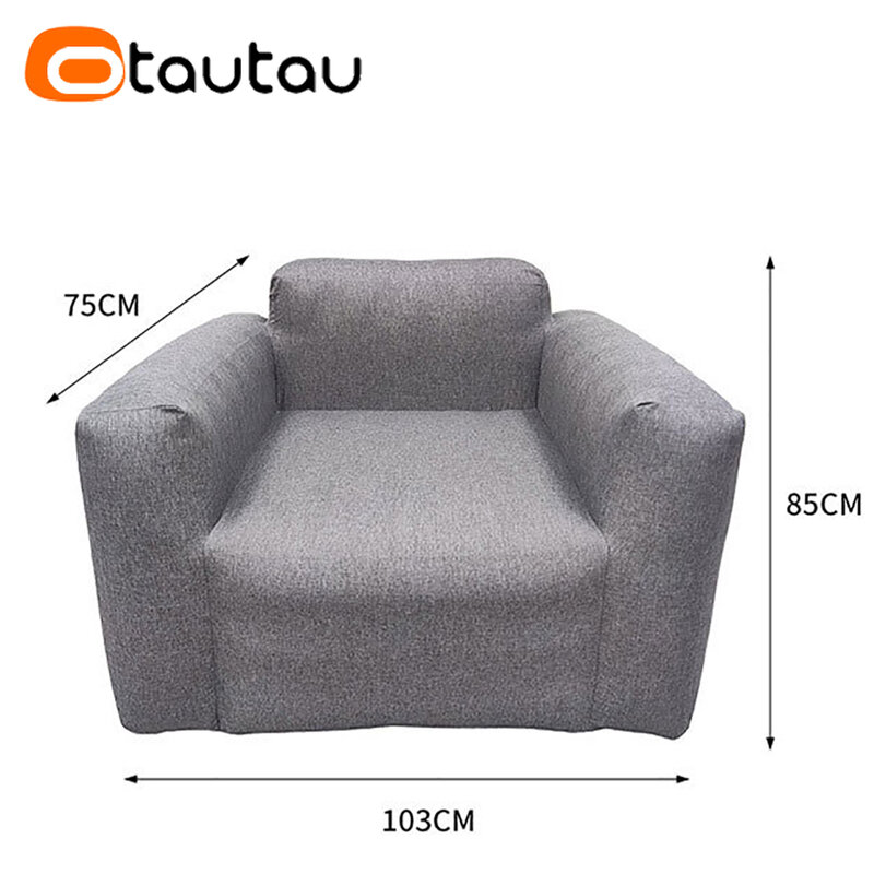 OTAUTAU Outdoor Inflatable Sofa Set Waterproof Cotton Linen Garden Camping Couch Portable Folding Space Saving Furniture SF094