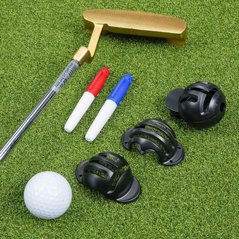 Golfball-Markierung schablone mit 2 wasserdichten Stift-Präzisions-Golfball-Linien markierung werkzeugen Golfball-Ausrichtung und Identifikation werkzeug