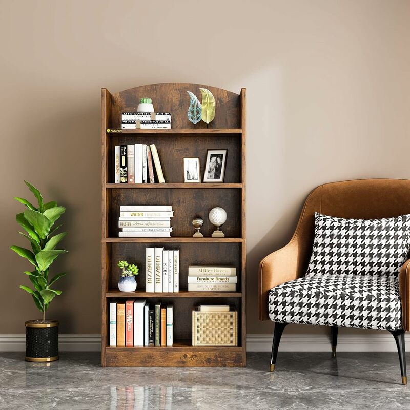 5 Tier Bookshelf for Bedroom, 47" Wood Tall Bookcases and Bookshelves,Floor Standing Book Shelf Display Storage Shelves