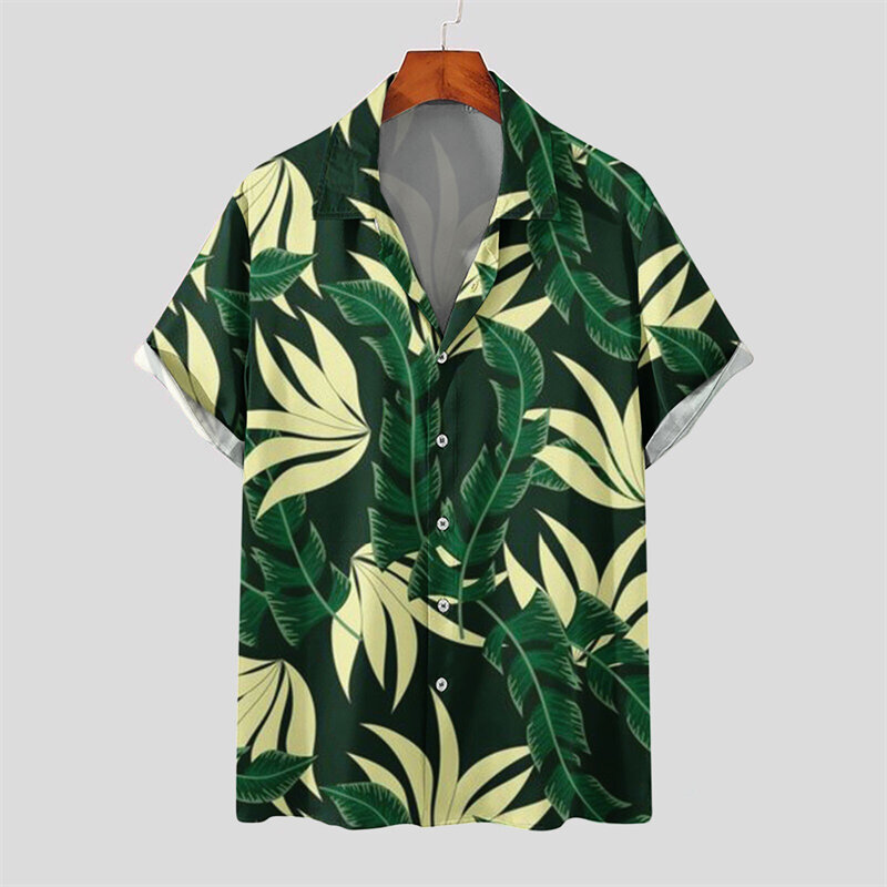 New Men's Hawaii Shirts Tropical Style Flower Print Short Sleeve Aloha Shirts Cuban Style Summer Casual Holiday Oversized Camisa