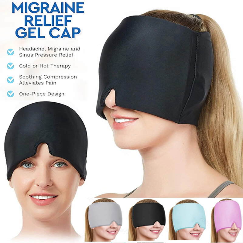 Маска от головной боли, шапка от головной боли для мигренетерапии, шапка для обертывания головы льда, горячая холодная маска, шапка для снятия головной боли и мигрени