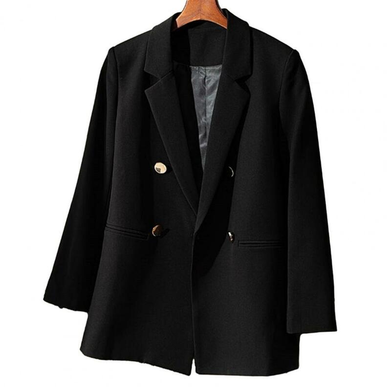 女性のプロのダブルブレストスーツコート、ラペル付きのフォーマルなビジネススタイルのジャケット、オフィス用の長袖
