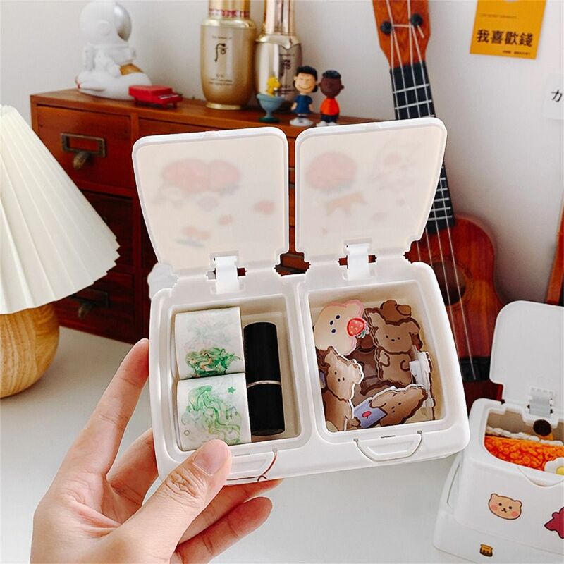 Multi-functional Desk Organizer Box Large Capacity Plastic Box Stationery Containers Button with Lid Sticker Storage Box