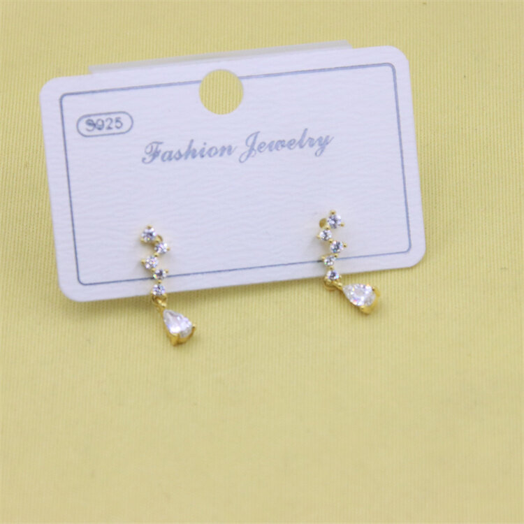 ZFSILVER S925 Sterling Silver Fashion Diamond-set Zircon Dangle Waterdrop Stud Earrings Jewelry For Women Charm  Party Girl Gift