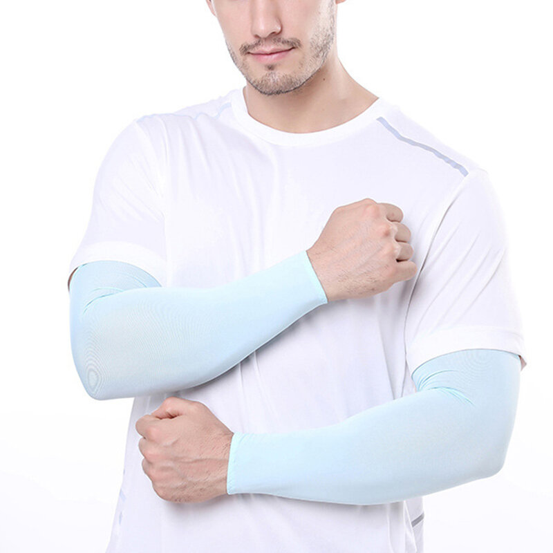 Gelo Silk Sports Arm Sleeves, Proteção solar UV, Tampa da mão, Cooling Warmer, Correndo Ciclismo Pesca, Praia