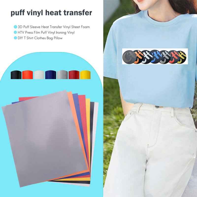 3D Puff Sleeve Heat Transfer Vinyl Sheet Foam HTV Press Film Puff Vinyl Ironing Vinyl DIY T Shirt Clothes Bag Pillow
