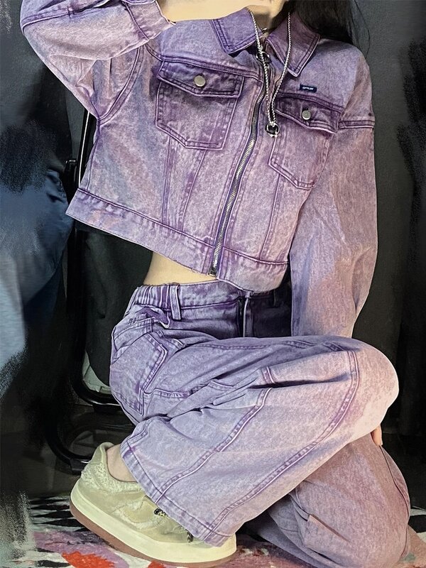 Женский весенний модный джинсовый костюм топ брюки