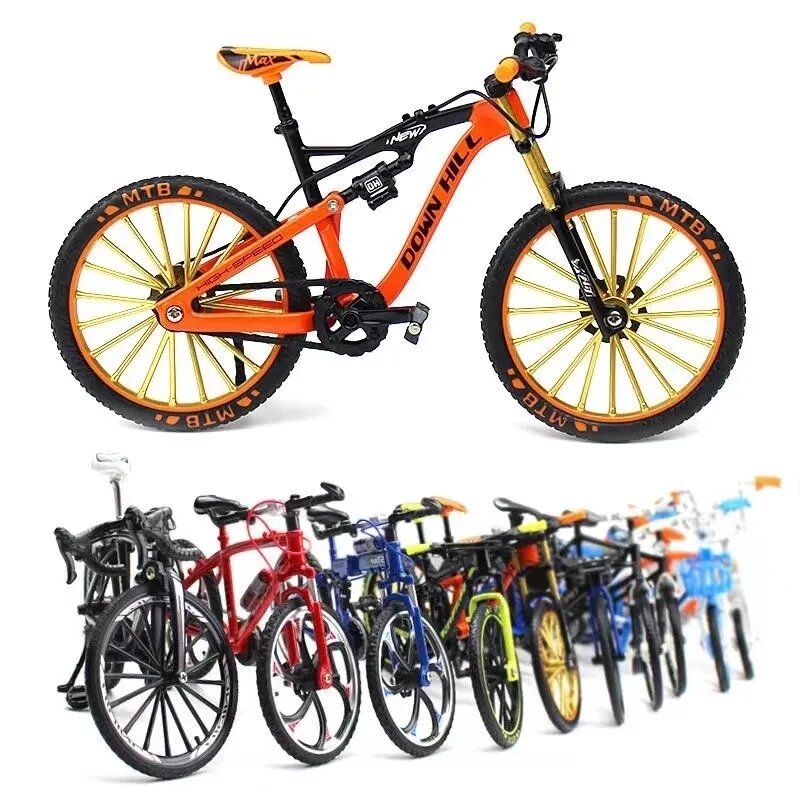 Alloy Mountain Bicycle for Children, 1:10 Modelo, Metal fundido, Bend Road, Fold Racing, Simulação de Mountain Bike, Coleção de brinquedos, Presente