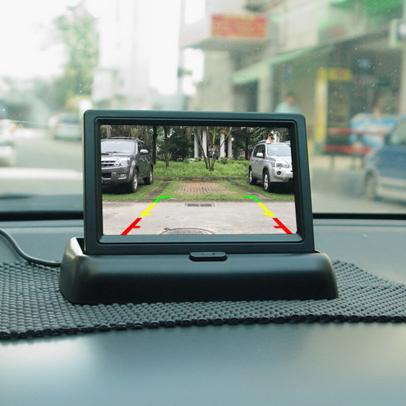 4.3 "/5" Inci Tampilan Belakang Mobil Monitor Lipat HD LCD Video Tampilan Parkir Otomatis untuk Kendaraan Truk Van RV Membalikkan Kamera Cadangan