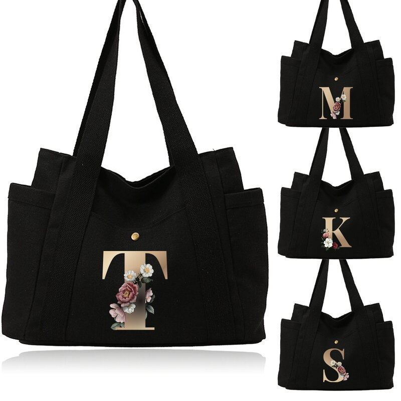 Outdoor Travel Single Shoulder Bag Women's Canvas Single Gold Pattern Series Shoulder Bags Work Commuting Items Storage Bags