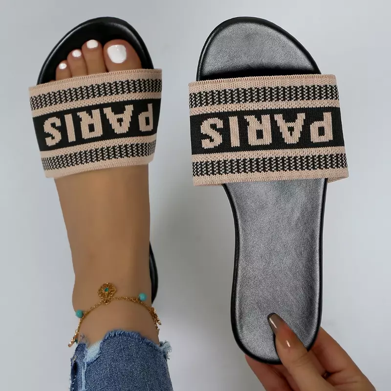 Sandales d'été décontractées pour femmes, pantoufles de plage, chaussures plates de styliste, nouvelle collection 2024
