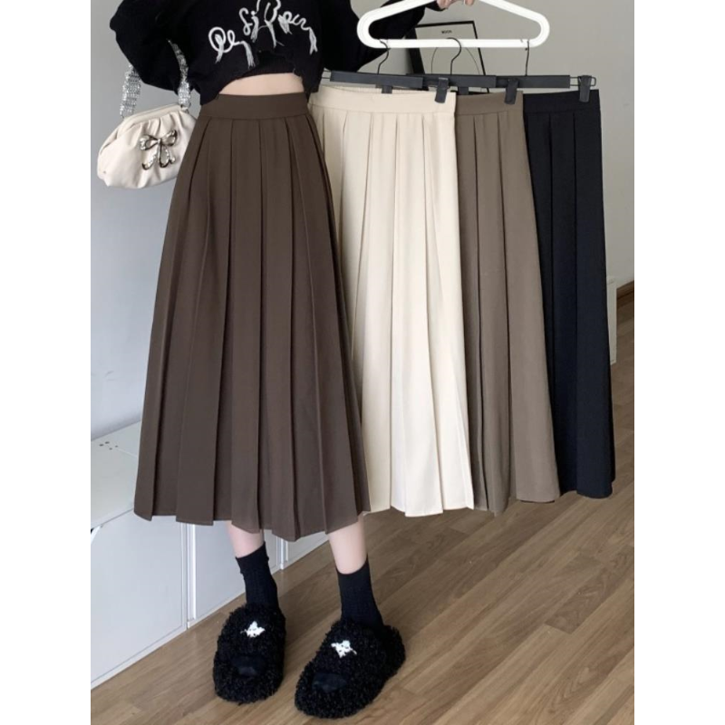 Modest Röcke für Frauen Koreanischen Stil Langen Schwarzen Rock frauen Falten Rock Lange Röcke für Frauen Mode 2023 Dazy a-LINE