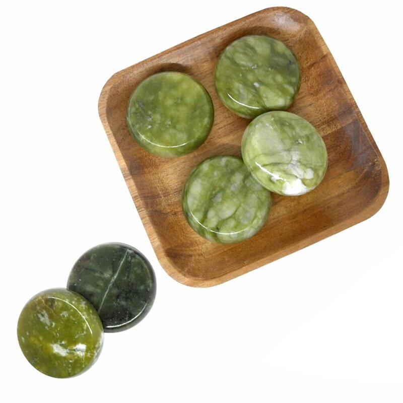 Piedras de jade para masaje de pies, piedras naturales para aliviar el estrés, relajación, Spa, belleza, 6x6cm