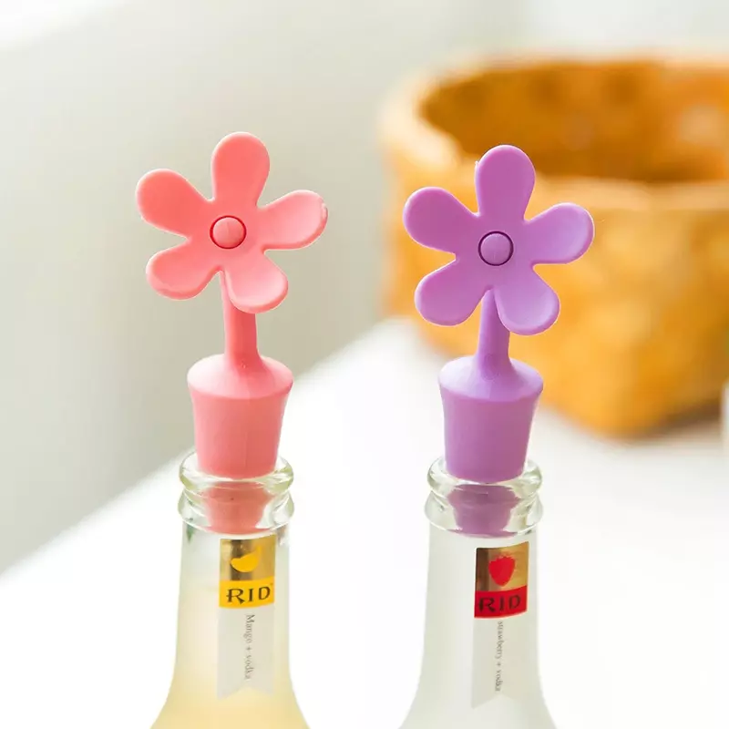1602 new  Creative potted Flower-shaped silicone wine plug Wine Beer Pourer stoppers funny Gift household products