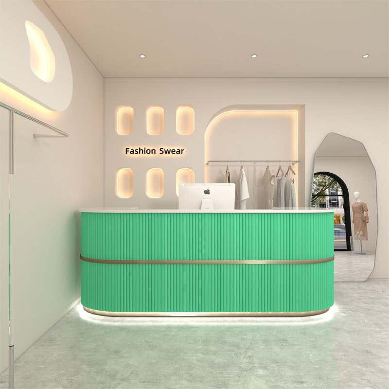 Nordic recepcja sklep odzieżowy Salon kosmetyczny punkt informacji prostota kasjer Beautysalon Meubilair nowoczesne meble