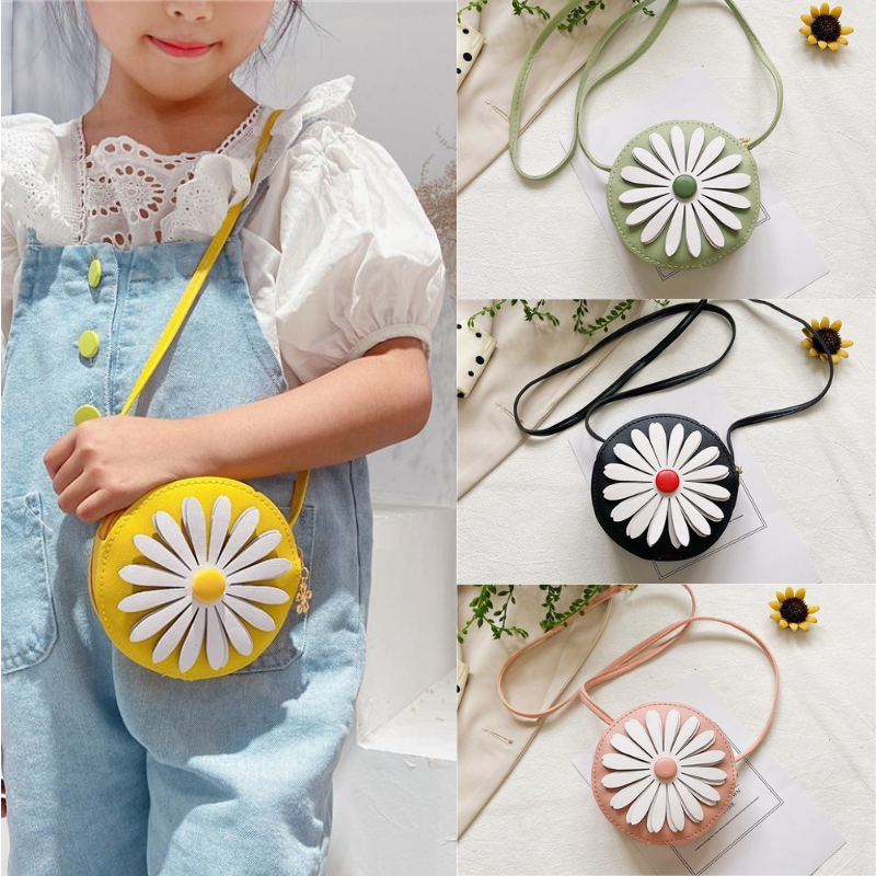 Saco de Mensageiro Coreano Moda para Meninas, Simplicidade Daisy Crossbody Bag para Criança, Bolsa de Moedas Portátil de Viagem Menina, 1 Peça