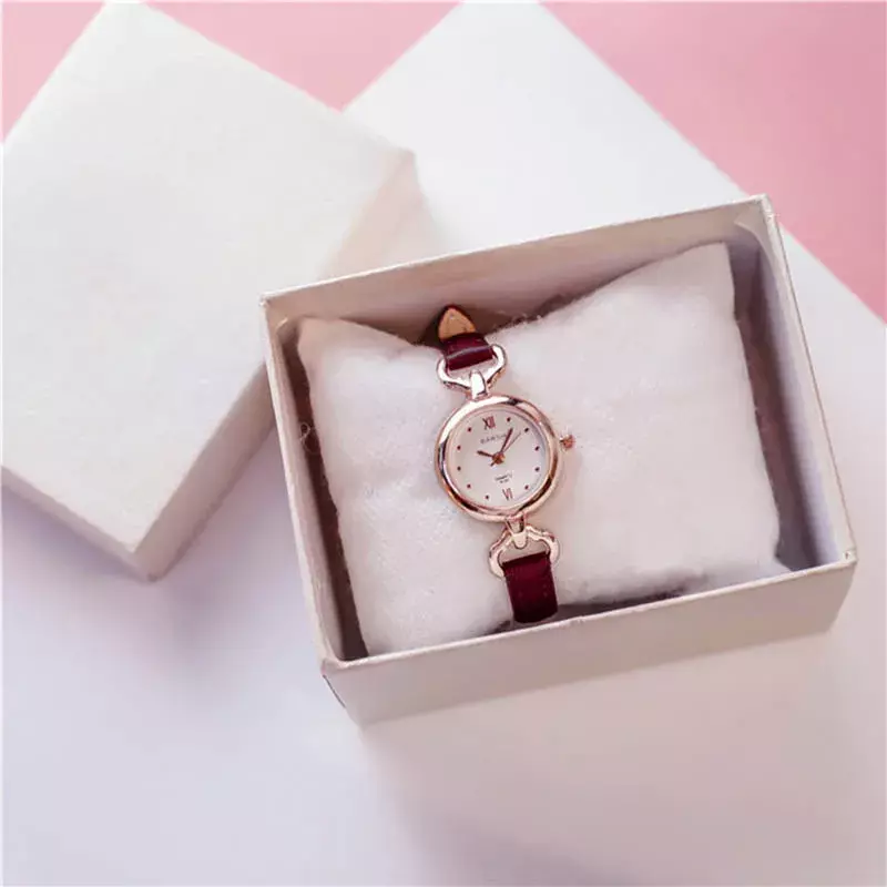 Relógio de quartzo feminino, pulseira de couro pu, mini mostrador fino, moda, h9
