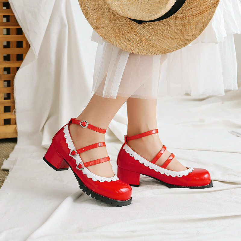 Japão meninas sapatos femininos bombas estilo britânico retro mary jane sapato lolita princesa calcanhar grosso preto dedo do pé redondo jk uniforme Shoe30-46
