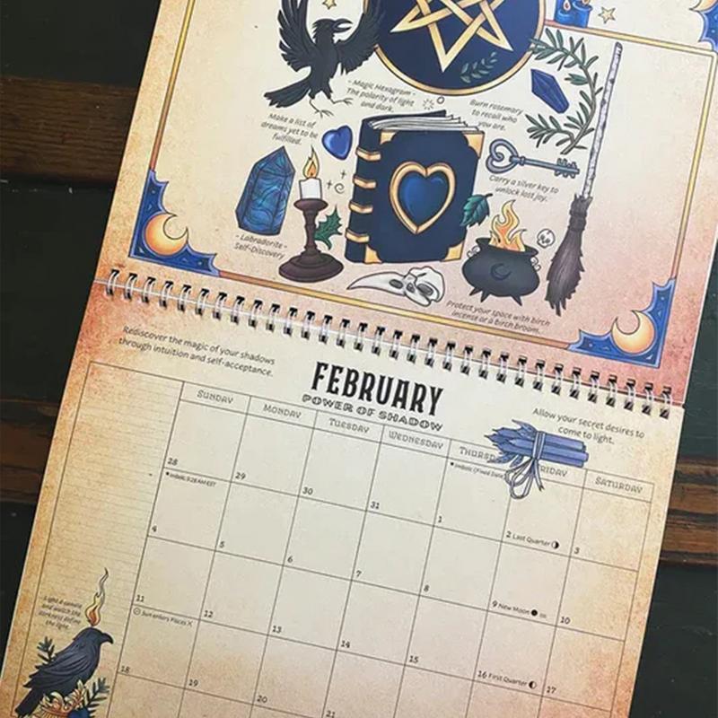 Kalendarz duże biurko 2024 magiczny rok miesięczne kalendarze drut podwójny wiążące kreatywny unikalny kalendarz stojące biurko 2024 na nowy