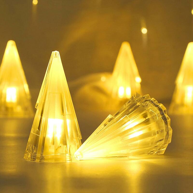 Mini luces de noche de vela de cristal, lámparas de noche LED, para el hogar Decoración de mesa, decoración de árbol de Navidad, regalo para niños y amigos
