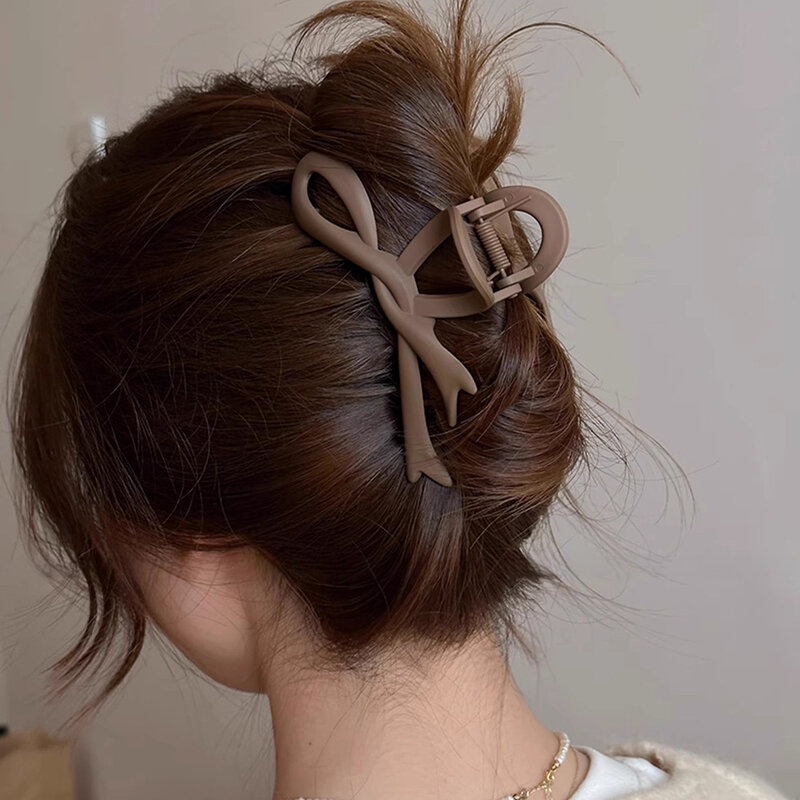 11.5cm Matte Bow Hair Clips For Women Hairpin Acrylic Hair Claw Clip Hair Accessories Elegant Girls Headwear
