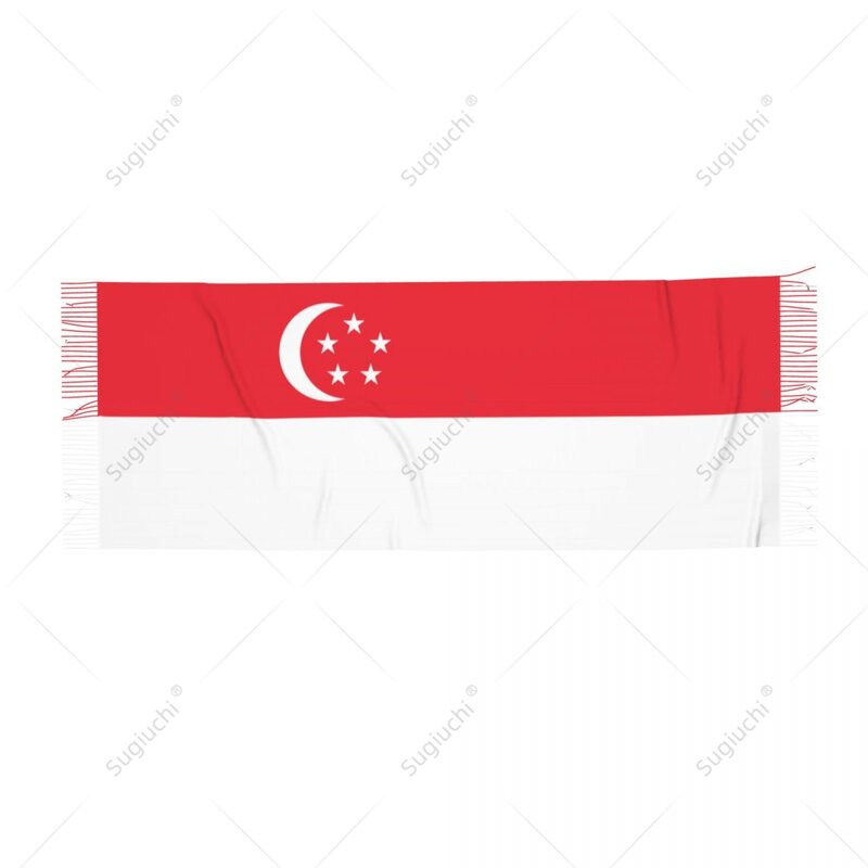 Bufanda de bandera de Singapur, Pashmina cálida, chal, Hijab envolvente, primavera e invierno, multifunción, Unisex