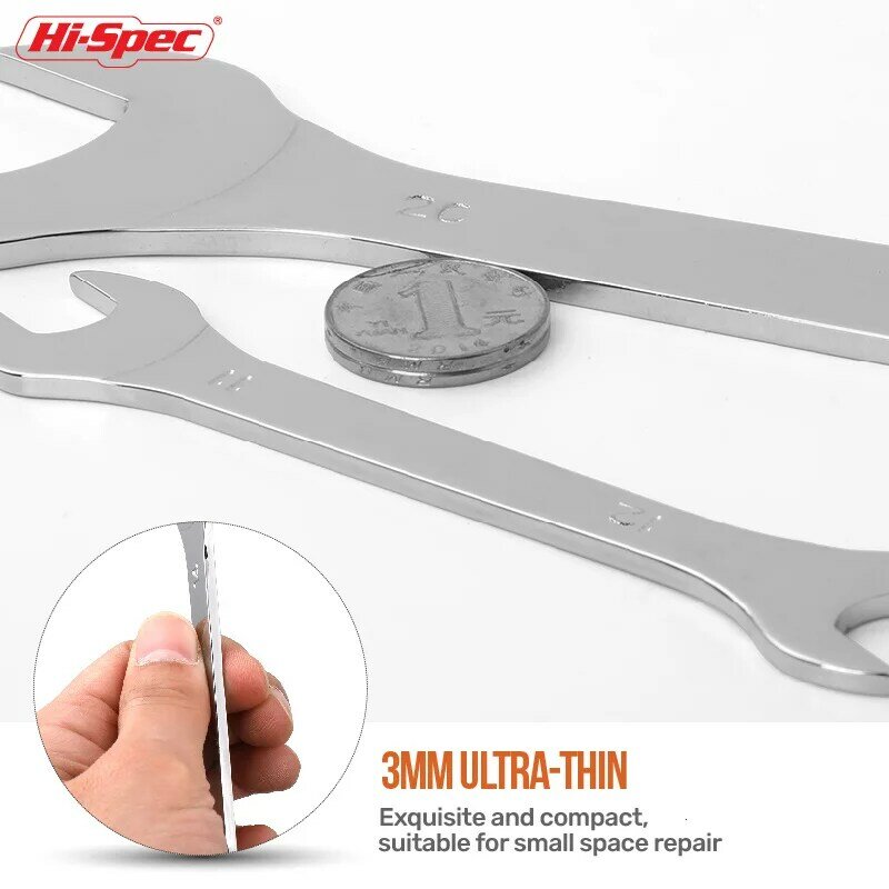Hi-Spec ประแจปลายเปิดชุด6-32มม.เปิดประแจเปิด Single-End Ultra-ขนาดเล็กบางประแจ Universal Tool