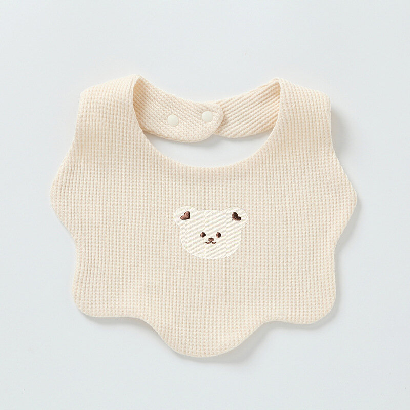 Cotton Bear Embroidery Baby Bibs Custom Logo New Absorbent Saliva Towel Infant Kids Feeding Drool Bib Burp Clothes