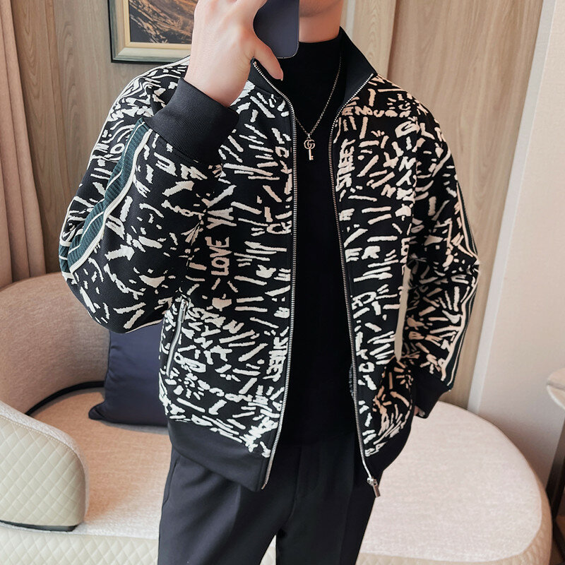 Herren Frühling Jacke Mantel Slim Fit koreanische Mode neue Stand Hals Reiß verschluss Mantel trend ige Persönlichkeit