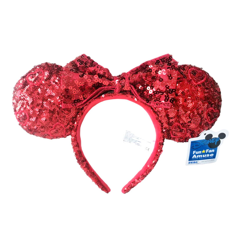 Diadema de animales de peluche de Disney, disfraz de orejas de lentejuelas de Mickey, diadema de Halloween, regalo de peluche de Cosplay, muñeca de ratón, banda para el cabello para niñas