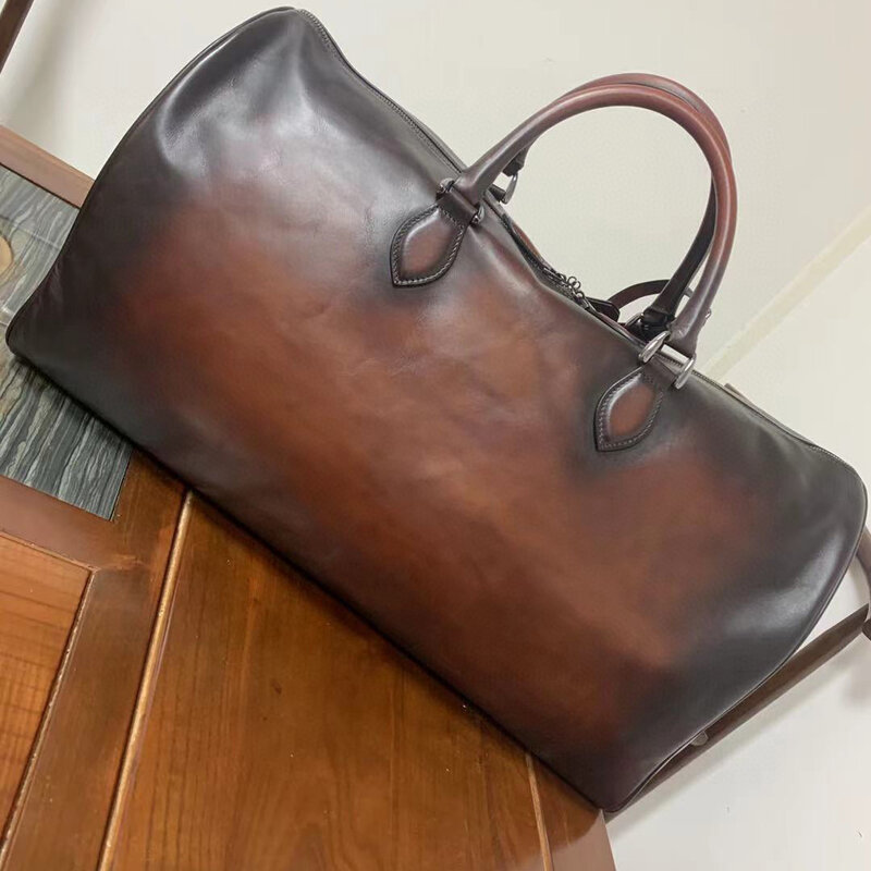 Seetoo couro médio bolsa de viagem mochila grande cor personalizado personalizado couro bens viagem companheiro 48*26*21cm
