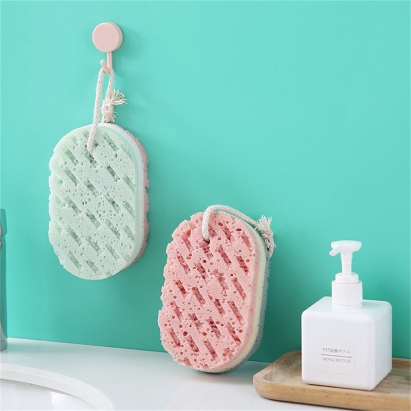 Y1UF Three-layer Bath Sponge Body Brush Skin Clean Massage Cleaning Shower Brushes for Kids Adults Foam Scrubbing Towel Rope