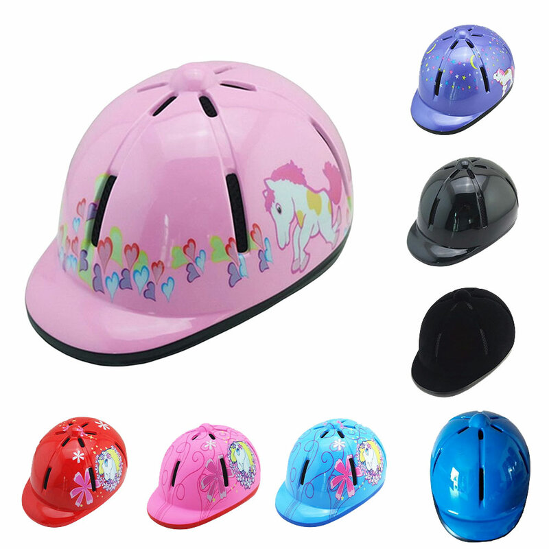 Helm berkendara keselamatan anak-anak, penunggang kuda profesional tahan guncangan banyak warna, helm kesatria olahraga cangkang keras Pink untuk anak-anak