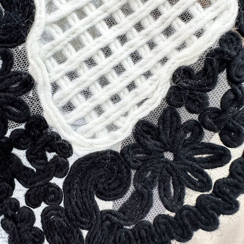Colar falso de lã com renda, Vestido combinando, Decoração de blusa, Xale preto e branco, Insígnia nova gola